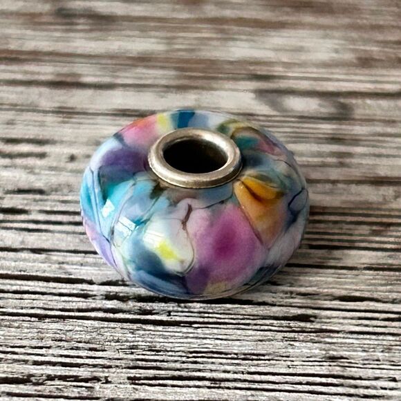 Summersday Artisan Trollbeads Style Trollstone Pastel Muted Blue Purple Teal NEW - Picture 10 of 11